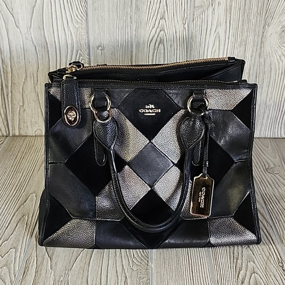 Coach Handbags - Coach Bags Crosby Patchwork Carryall Satchel Black